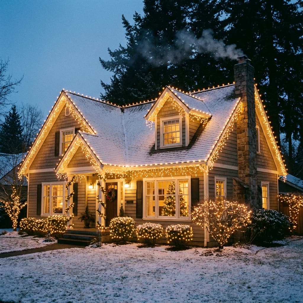 Beautiful home with holiday lights